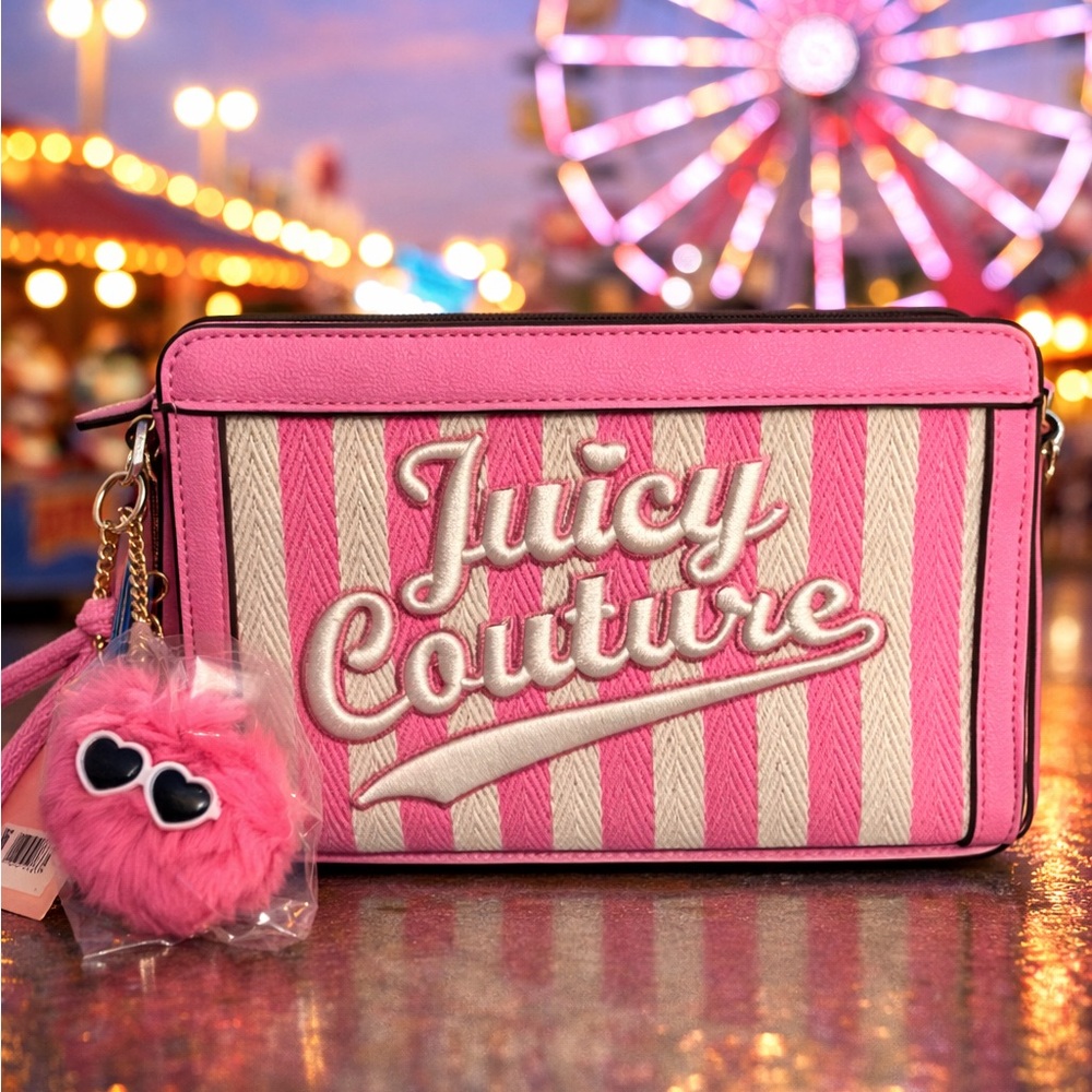 Juicy Couture Pink and Cream Striped Shoulder Bag